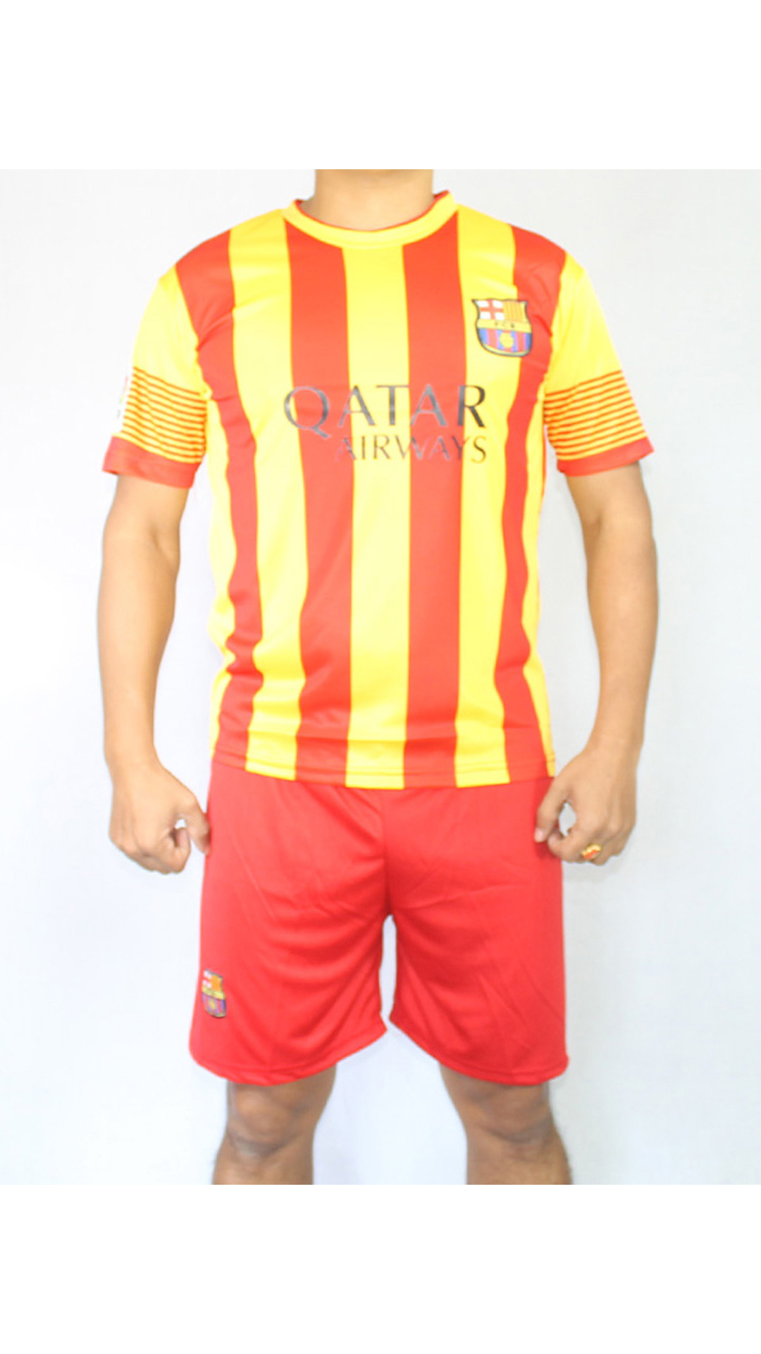 Yellow Barcelona Football Team And Shorts Jersey Size L available at