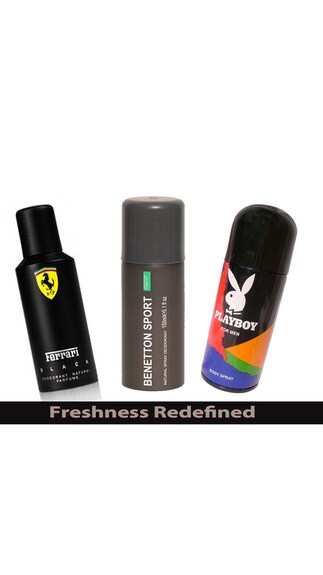 Sporty Deo Combo (Ferrari, Benetton, Playboy) Men@399 (mrp-1735) after cash back