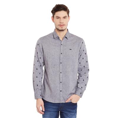 Canary London Grey NA Slim Fit Casual Shirt