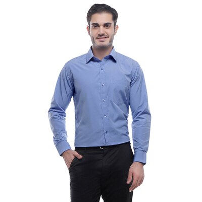 English Navy Slim Fit Blue Cotton Rich Formal Shirt