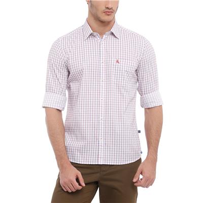 Parx Light Red Cotton Slim Fit Shirt