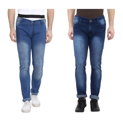 Urbano Fashion Men's Blue Slim Fit Stretch Jeans - Pack of 2