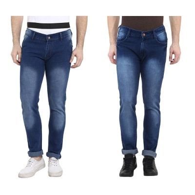 Urbano Fashion Men's Blue Slim Fit Stretch Jeans - Pack of 2