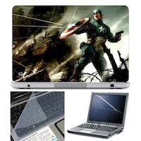 FineArts Captain America Fighting Laptop Skin For 15.6 Inch Laptop With Key Guard & Screen Protector