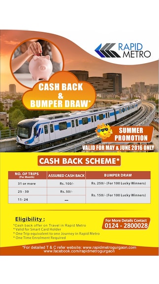 Get assured Cashback & Bumper draw @Rapid Metro, Gurgaon