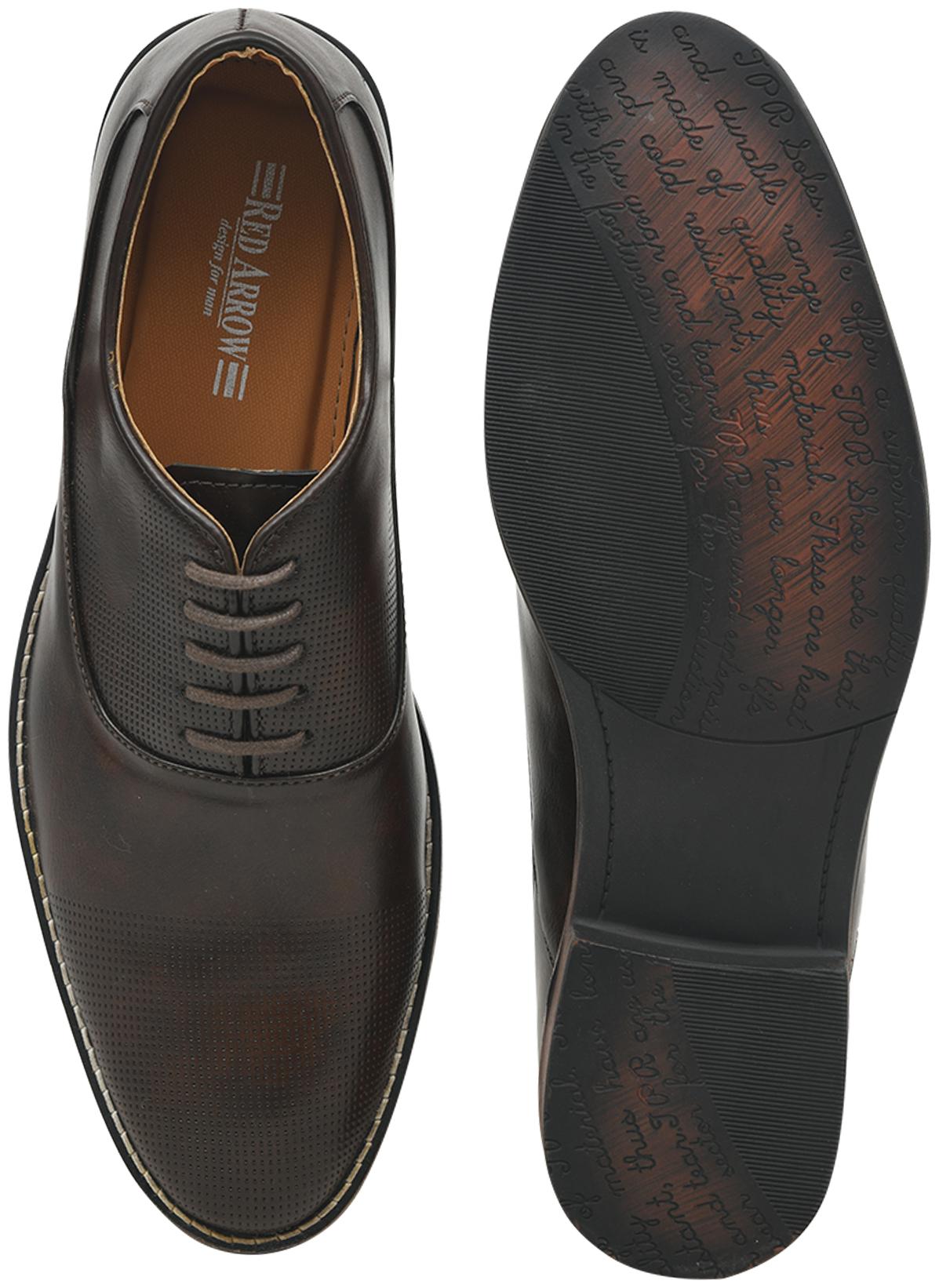 Red Arrow Mens Patent Leather Formal Brown Lace up Shoes