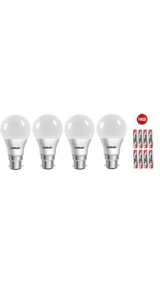 Eveready 9W LED Bulbs (Cool Daylight, Pack of 4) With Free 8 Batteries Image