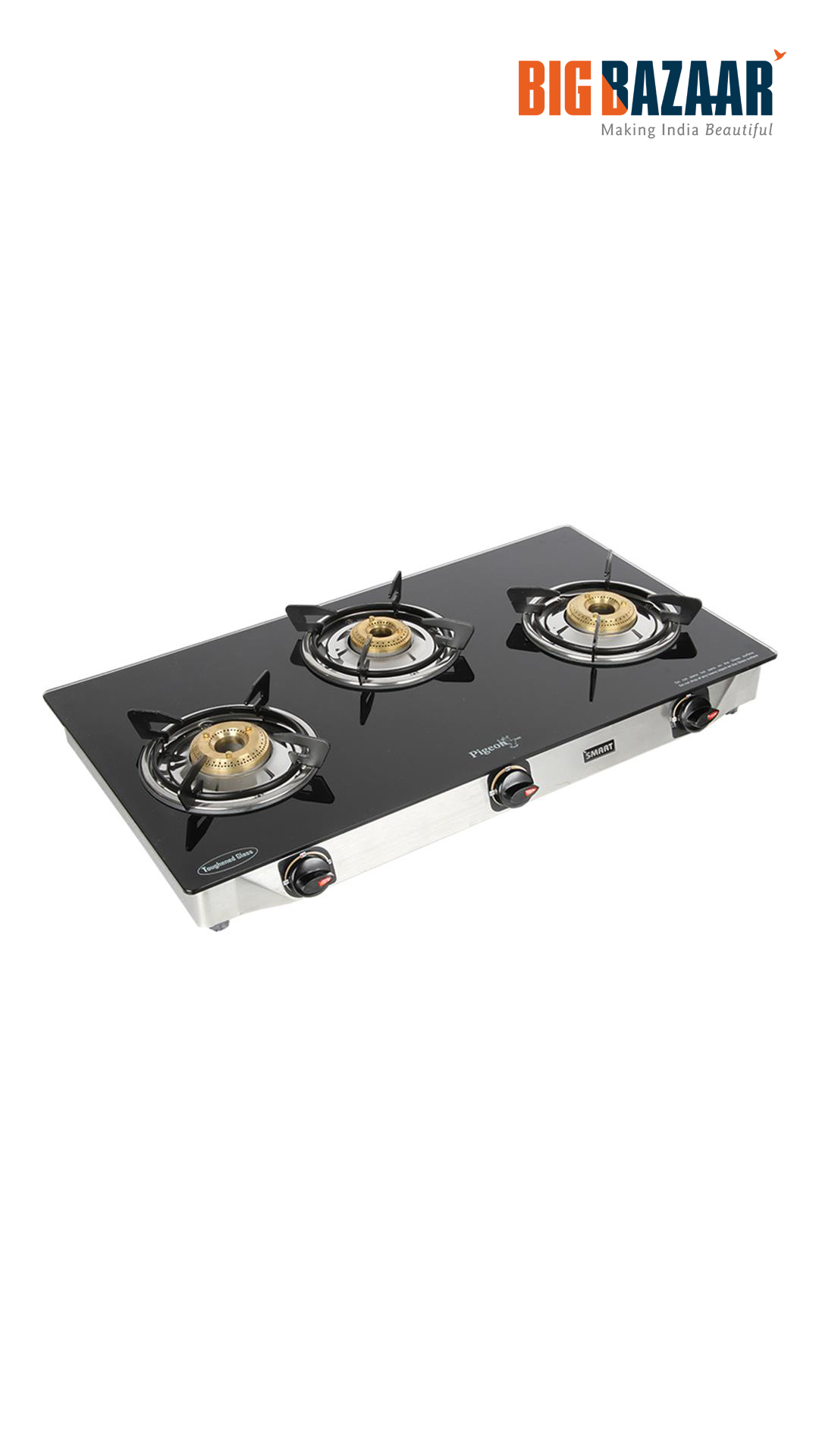 Buy Pigeon Blackline Smart 3 Burner Gas Stove Online at Low Prices in