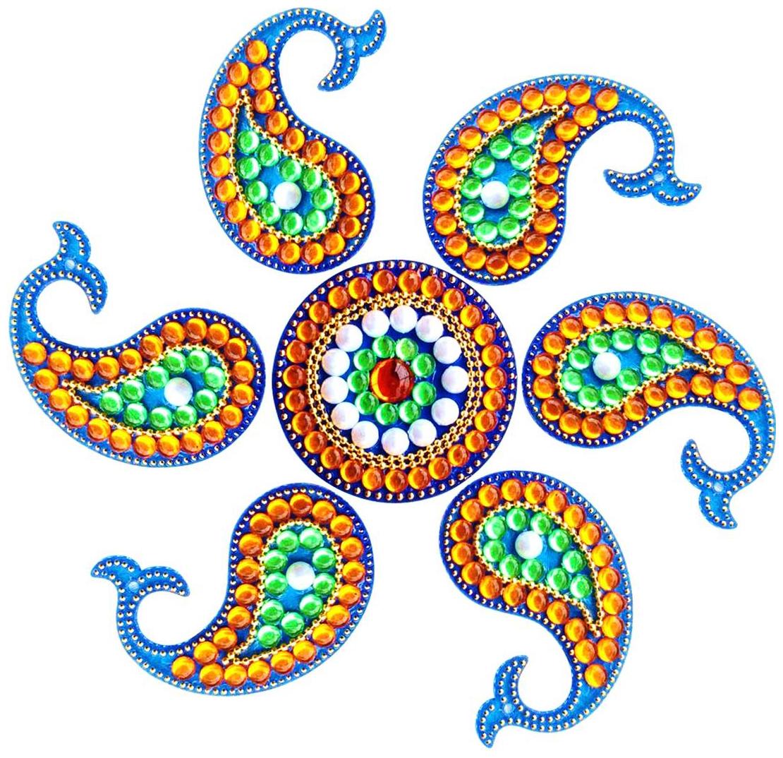 Unique Arts Beautiful Carry shaped multicolor Acrylic Rangoli for Diwali - AR101