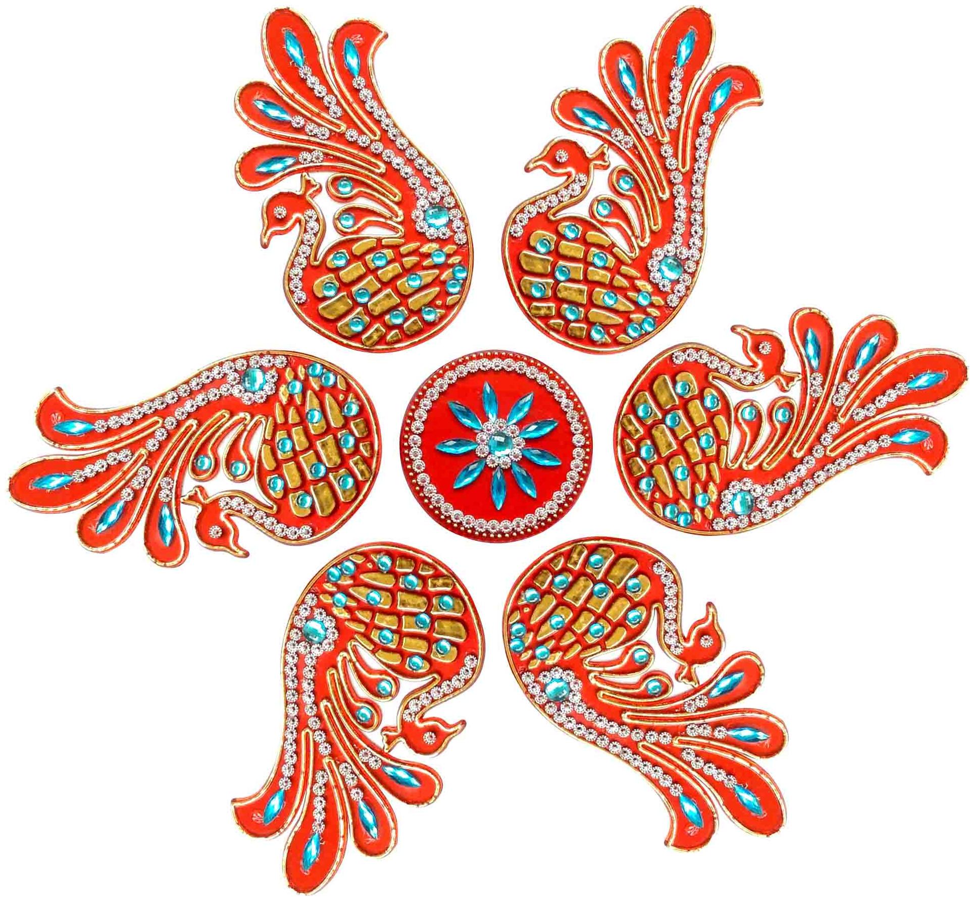 Unique Arts beautiful decorated Peacocks arranged Acrylic Rangoli for Diwali Home De...