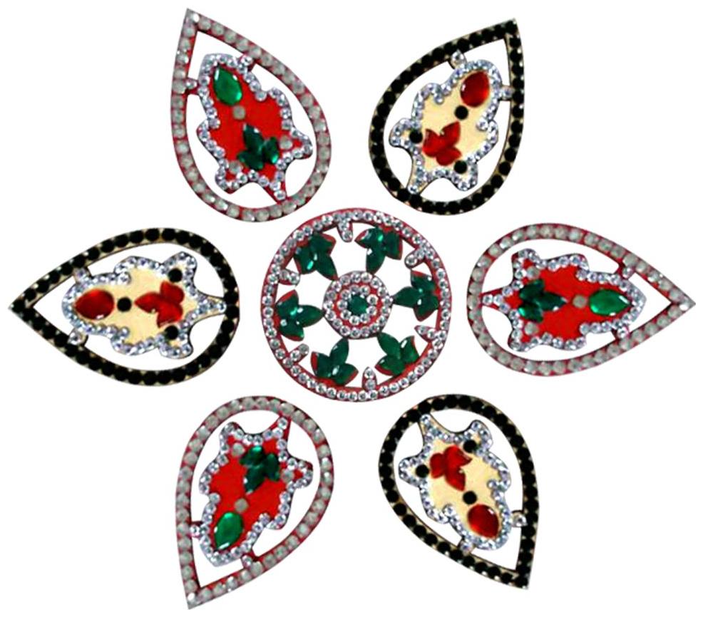 Unique Arts multicolored cutwork decorated leaves wooden Rangoli for Diwali Home De...