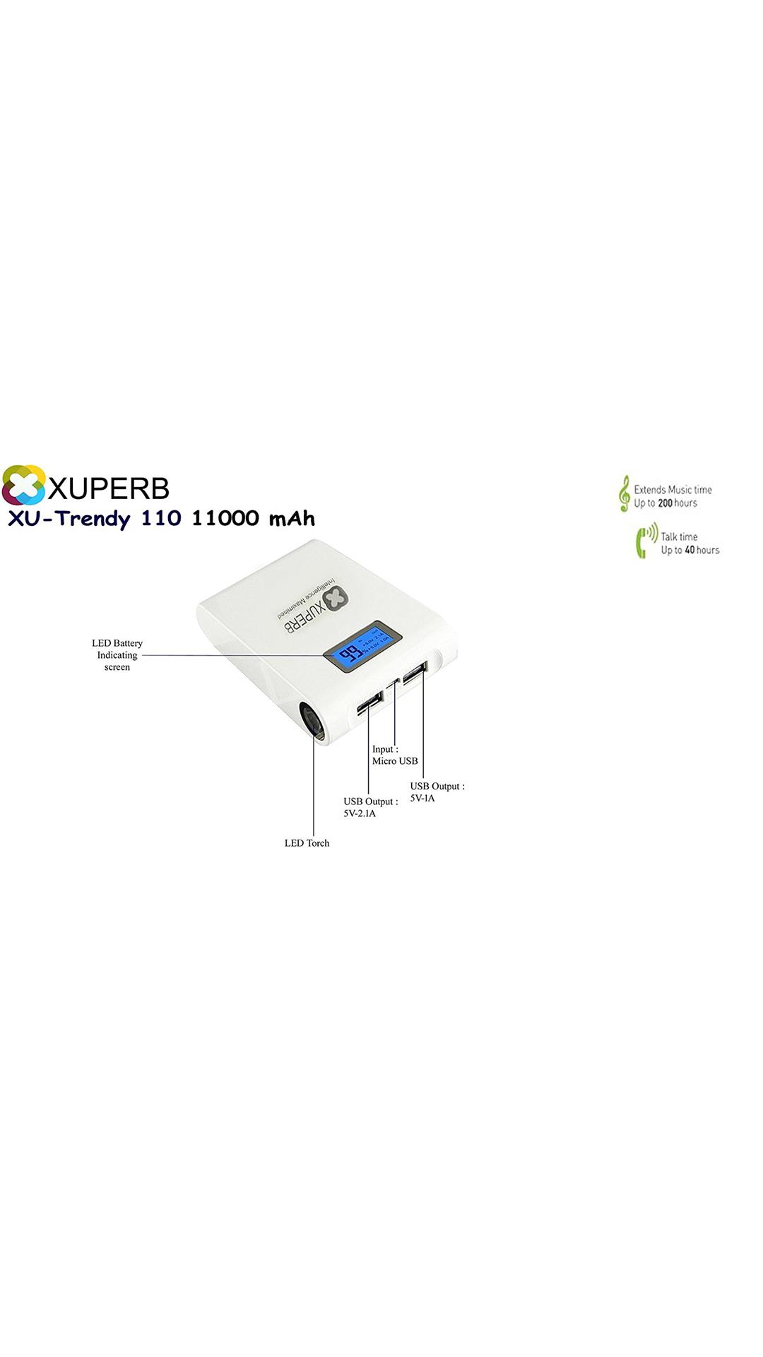 Xuperb TRENDY-110 11000 mAh Power Bank (White)