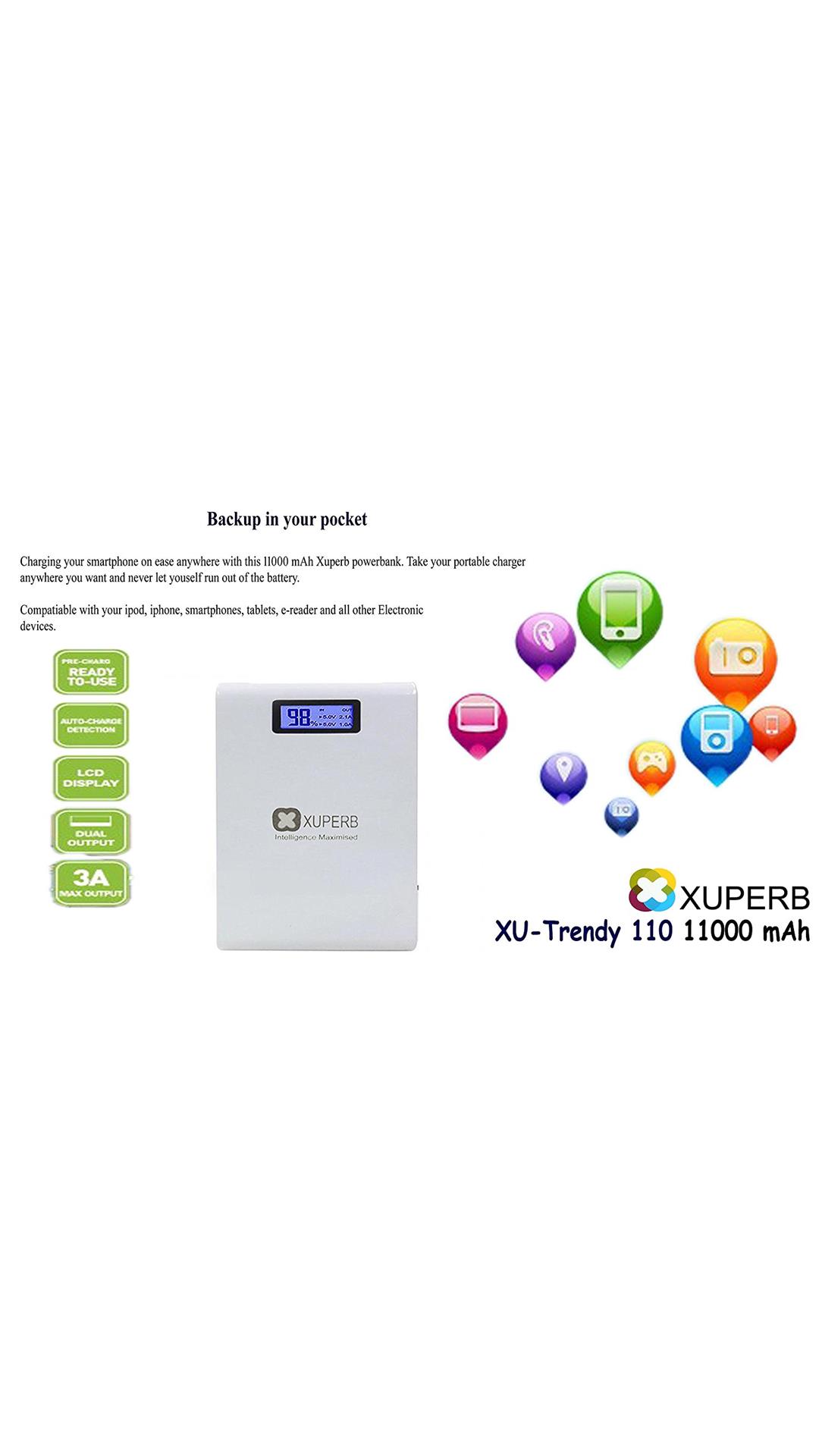 Xuperb TRENDY-110 11000 mAh Power Bank (White)