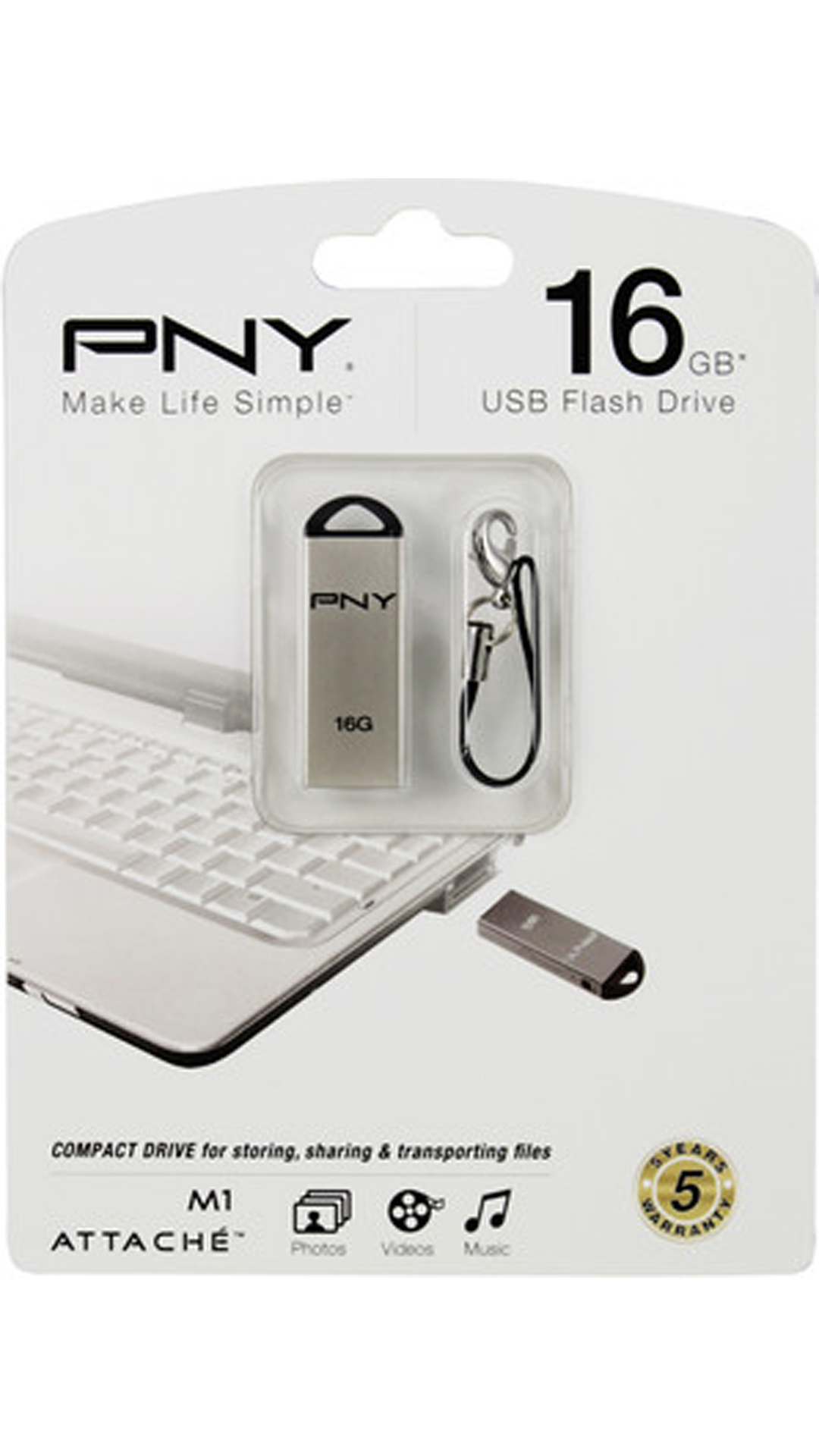PNY M1 Attache USB 2.0 16 GB Utility Pen Drive (Silver)