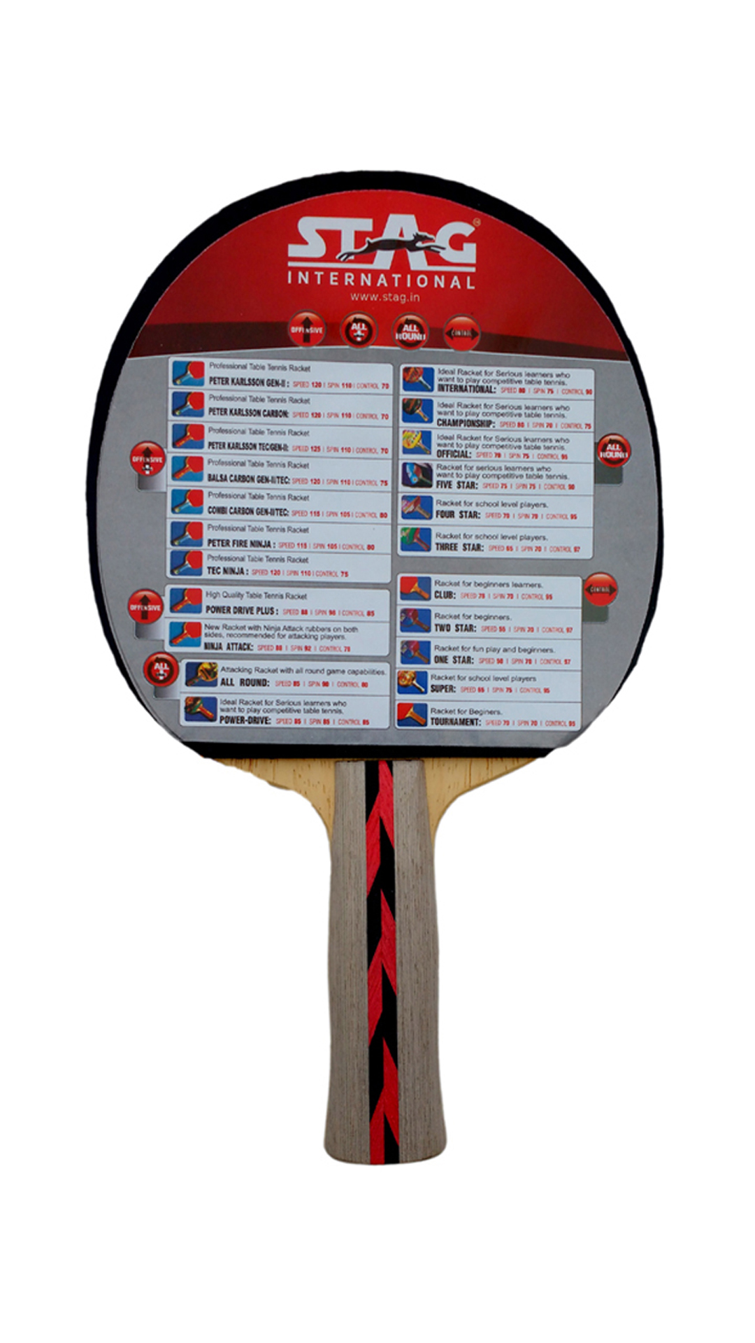 Stag Balsa Carbon Gen Ii Tec Table Tennis Racquet-Black And Red