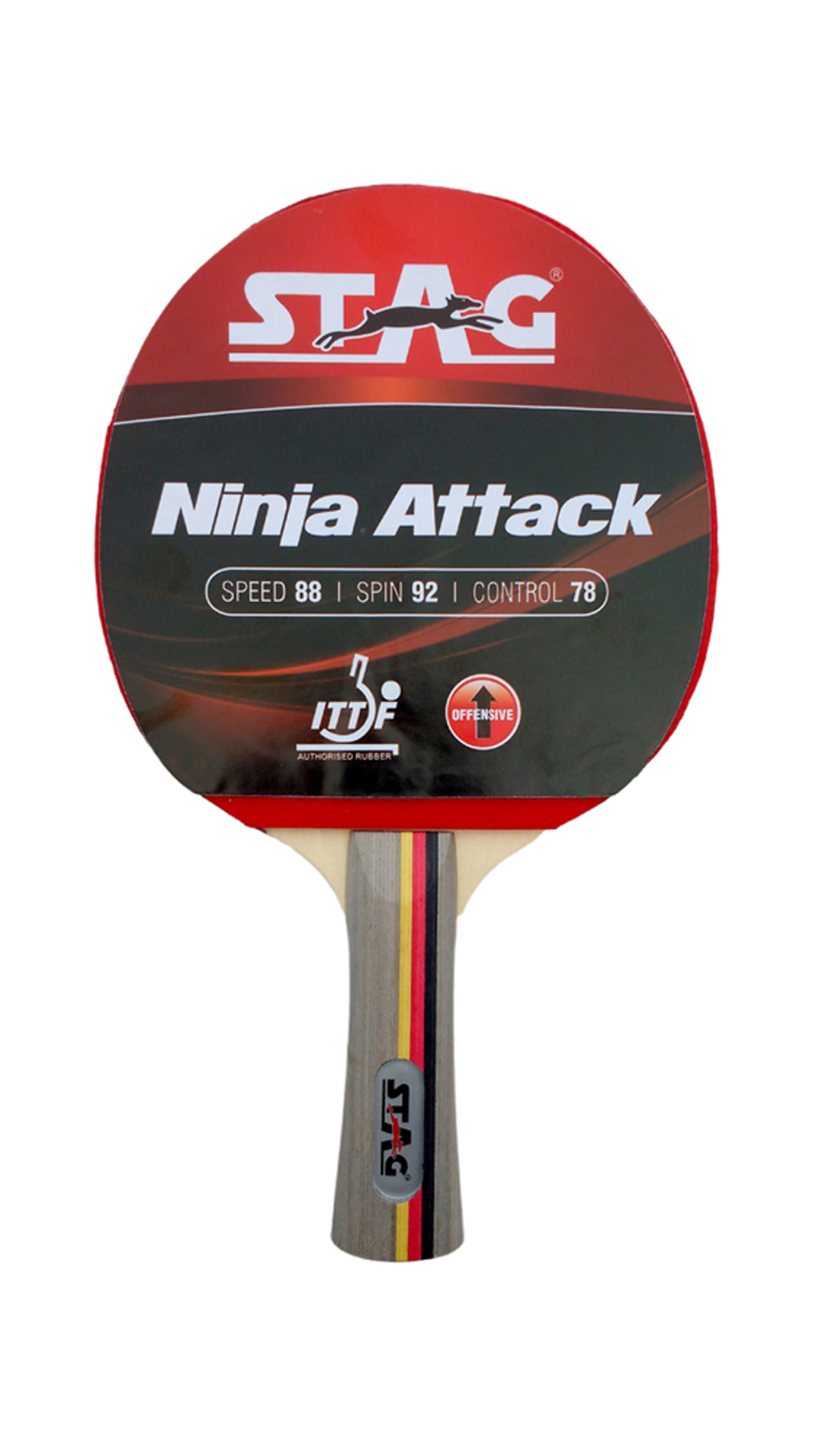 Stag Ninja Attack Table Tennis Racquet-Black And Red