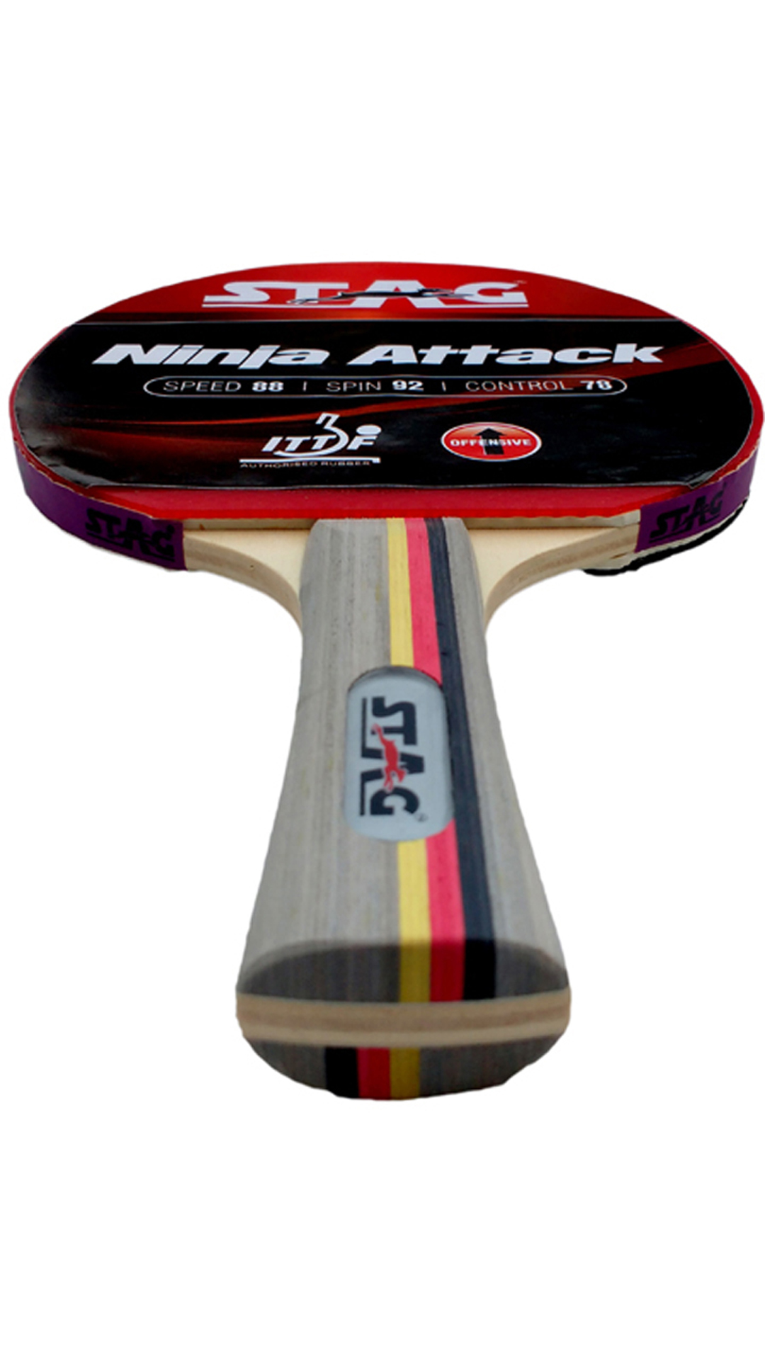 Stag Ninja Attack Table Tennis Racquet-Black And Red
