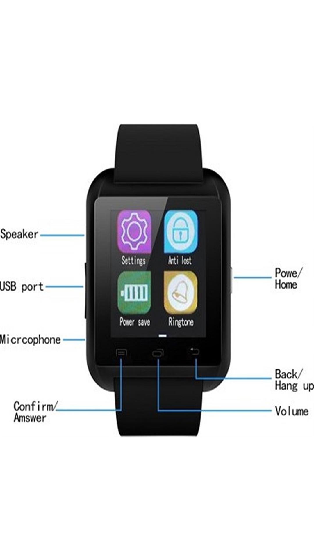 Jas U8 Black Dial Smart Watch