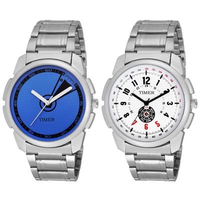 Timer stylish combo pack of 2 sporty analog watches for boys and men TC-COM-1000