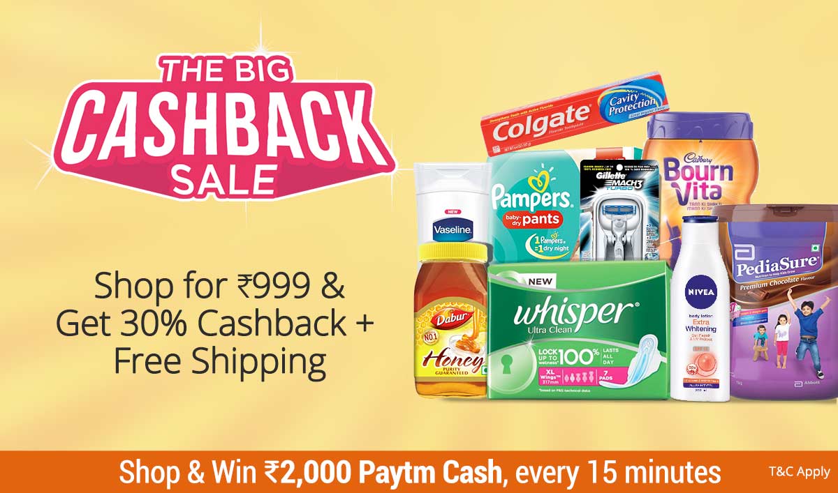 Paytm - Everyday Must Have Products Upto 50% Discount + Extra 30% Cashback on Rs.999